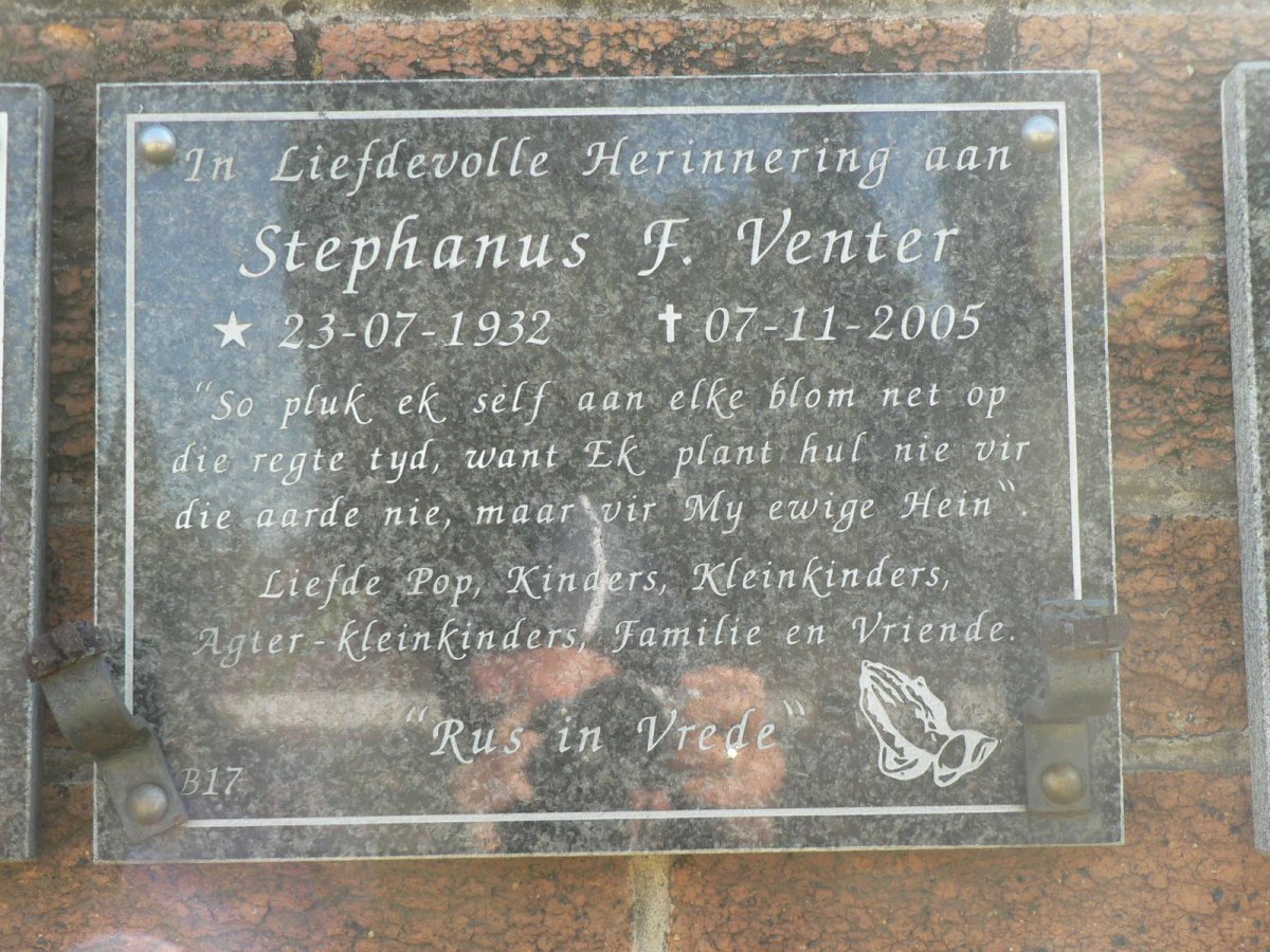 VENTER Stephanus F. 1932-2005