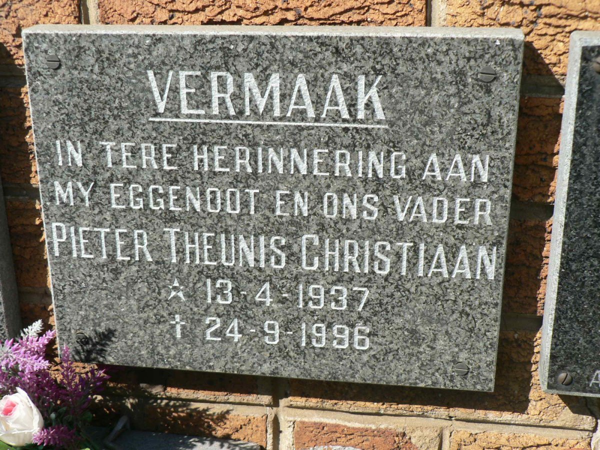 VERMAAK Pieter Theunis Christiaan 1937-1996