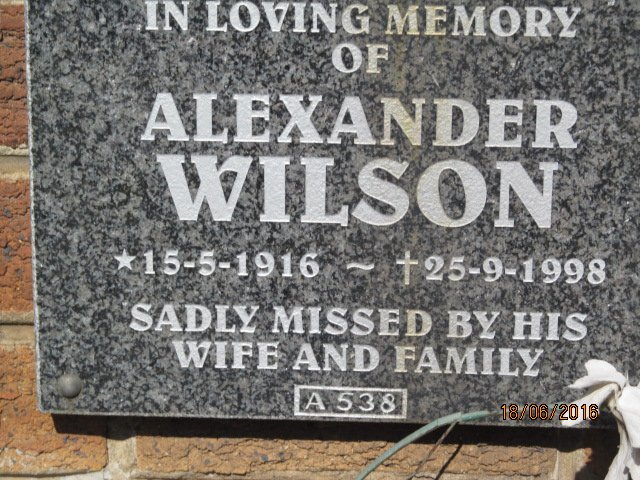 WILSON Alexander 1916-1998