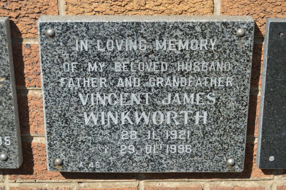 WINKWORTH Vincent James 1921-1996