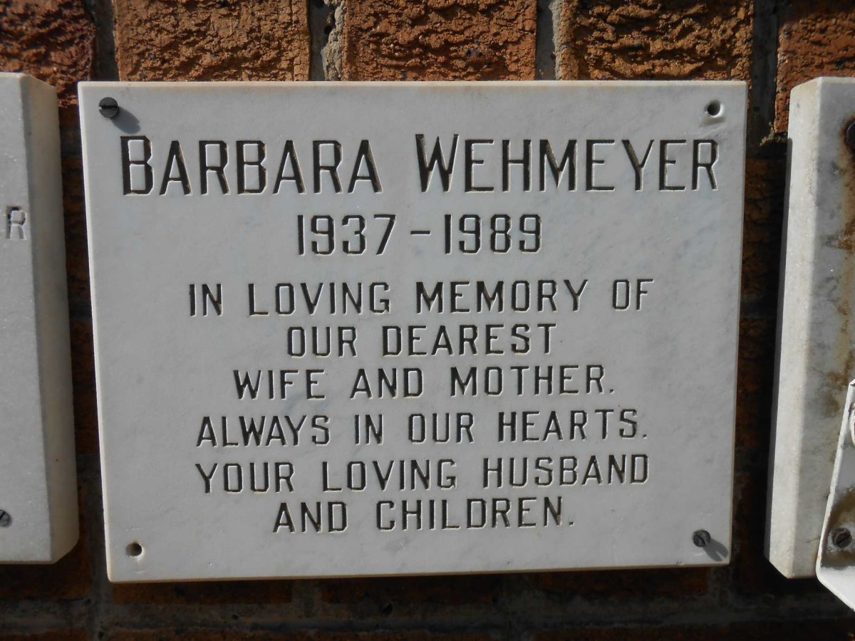 WEHMEYER Barbara 1937-1989