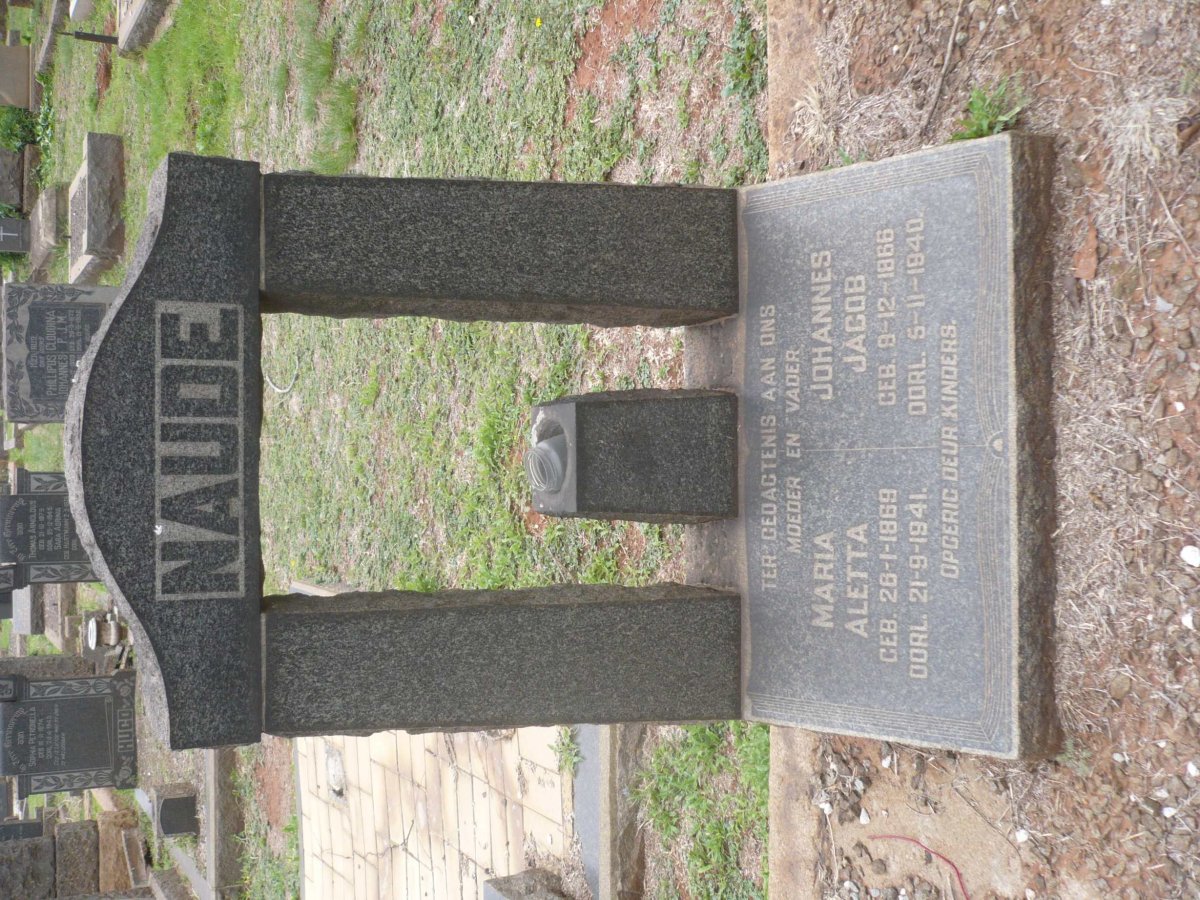 NAUDE Johannes Jacob 1866-1940 &amp; Maria Aletta 1869-1941