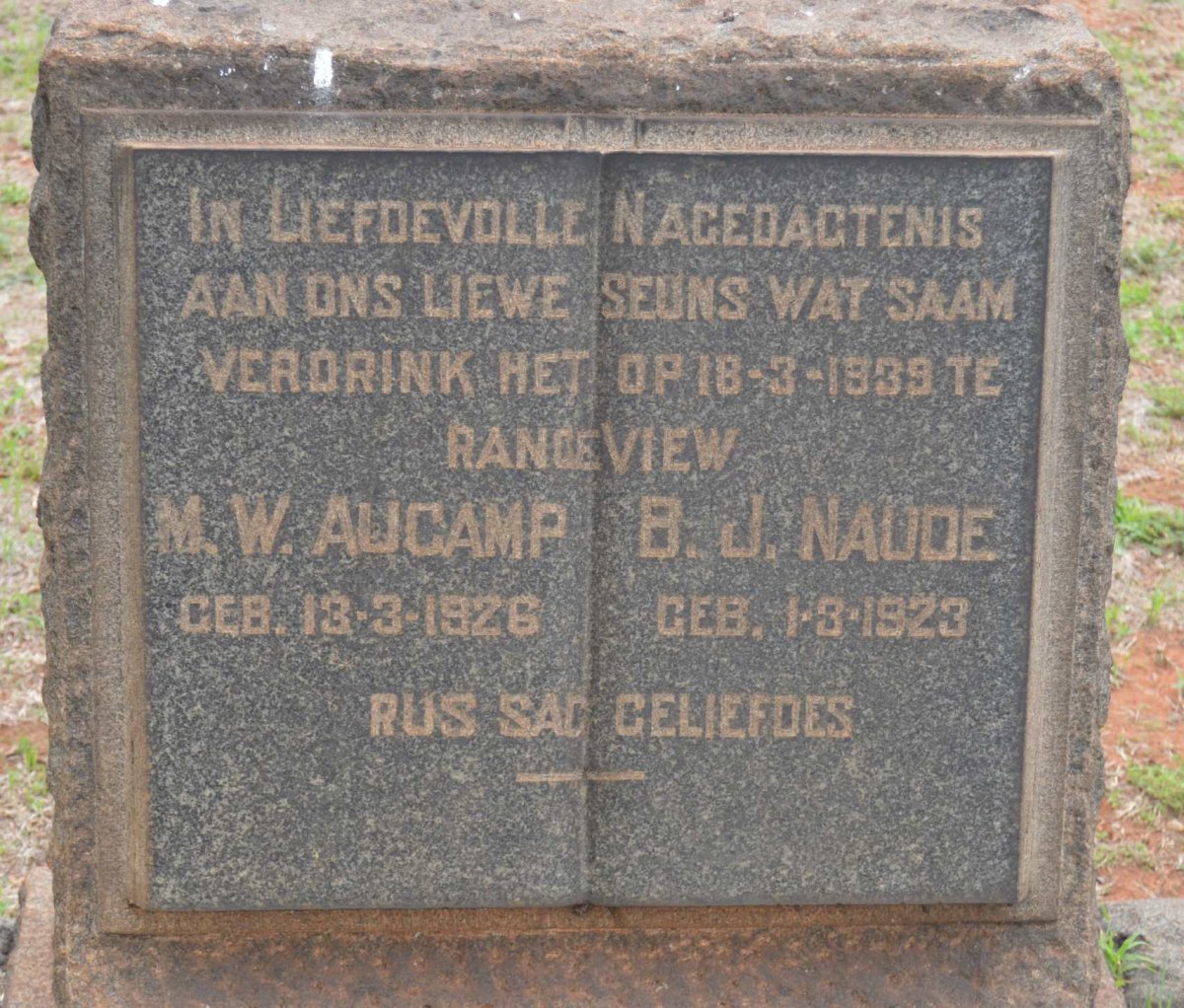 NAUDE B.J. 1923-1939 :: AUCAMP M.W. 1926-1939