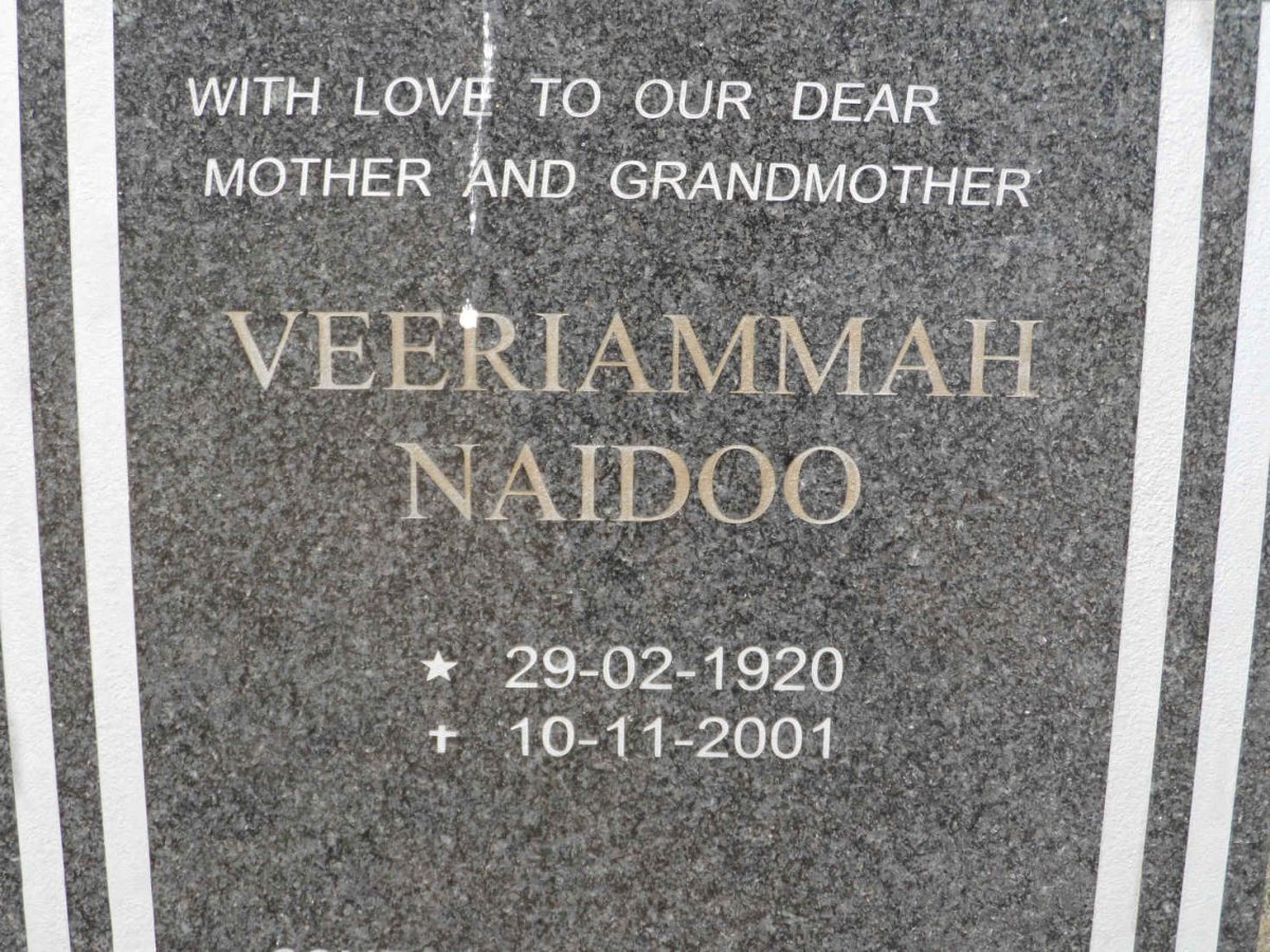 NAIDOO Veeriammah 1920-2001