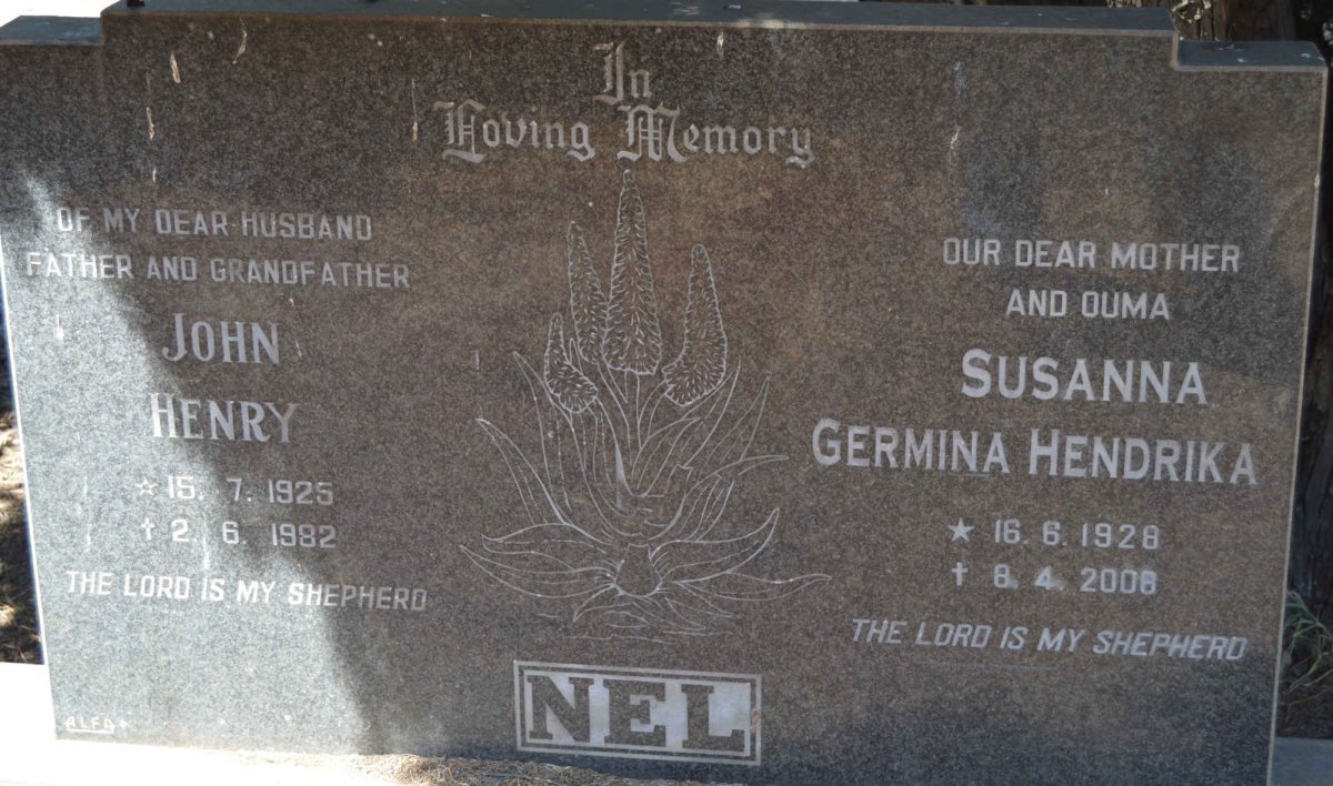 NEL John Henry 1925-1982 &amp; Susanna Germina Hendrika 1928-2008