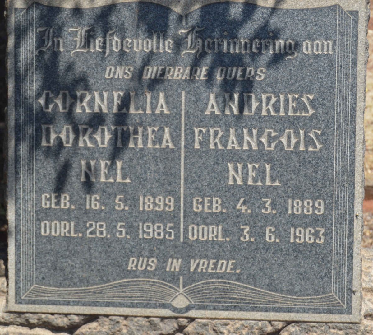 NEL Andries Francois 1889-1963 &amp; Cornelia Dorothea 1899-1985