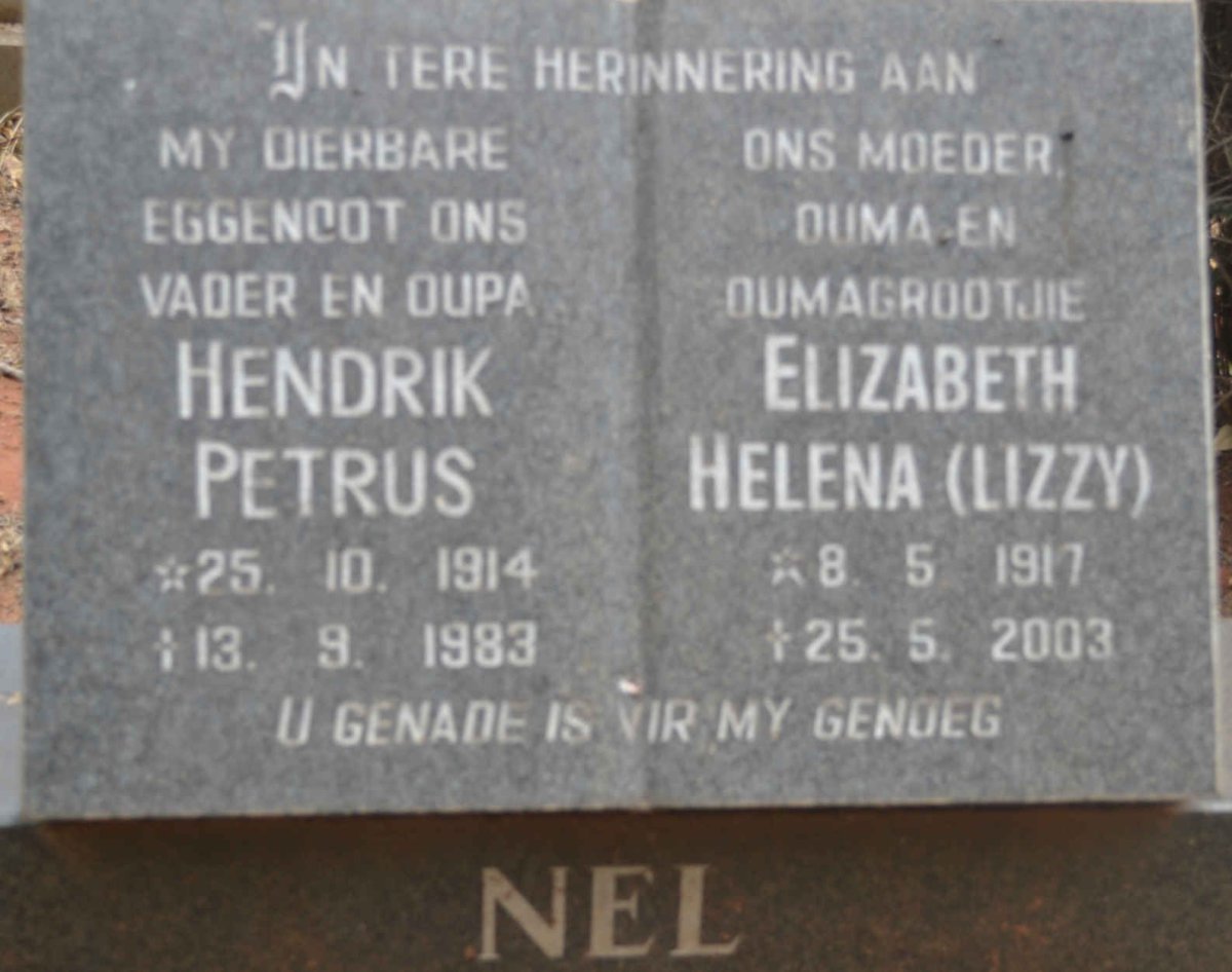 NEL Hendrik Petrus 1914-1983 &amp; Elizabeth Helena 1917-2003