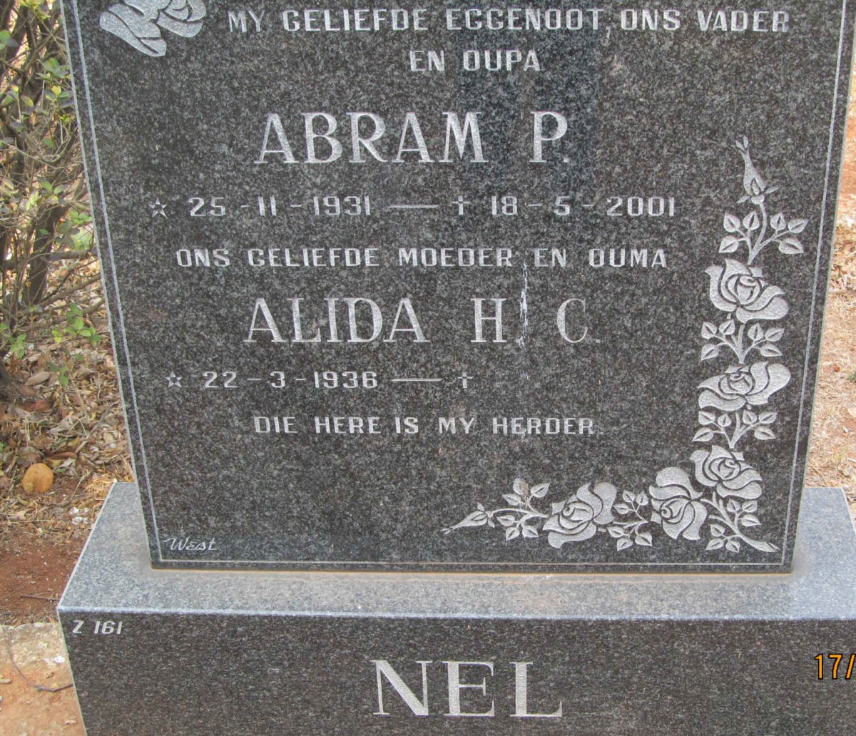 NEL Abram P. 1931-2001 &amp; Alida H.C. 1936- 