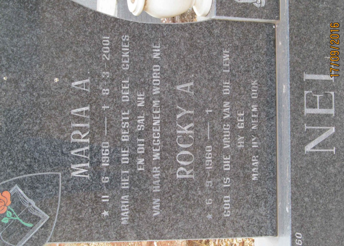 NEL Rocky A. 1960- &amp; Maria A. 1960-2001