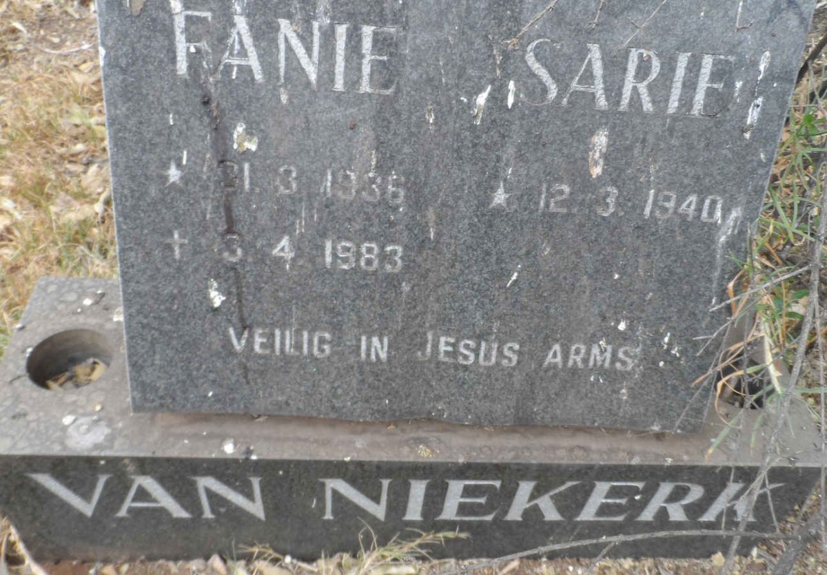 NIEKERK Fanie, van 1936-1983 &amp; Sarie 1940-