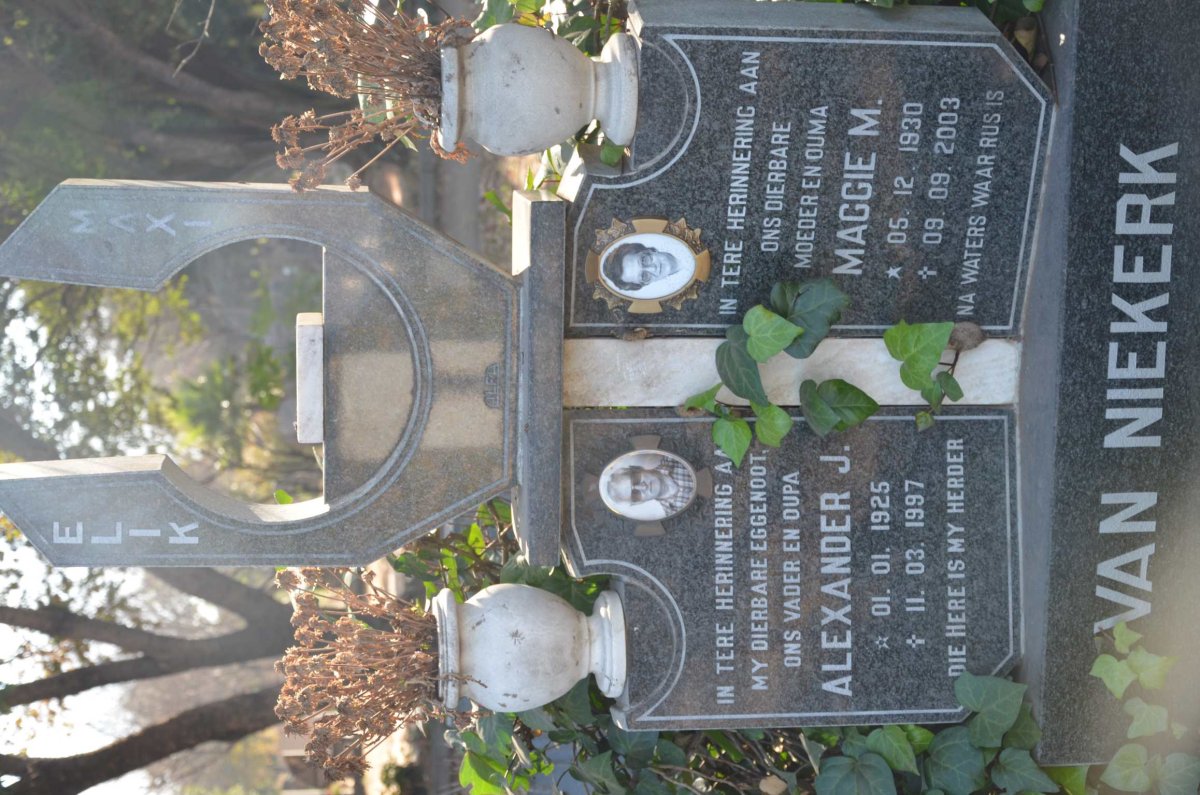NIEKERK Alexander J., van 1925-1997 &amp; Maggie M. 1930-2003
