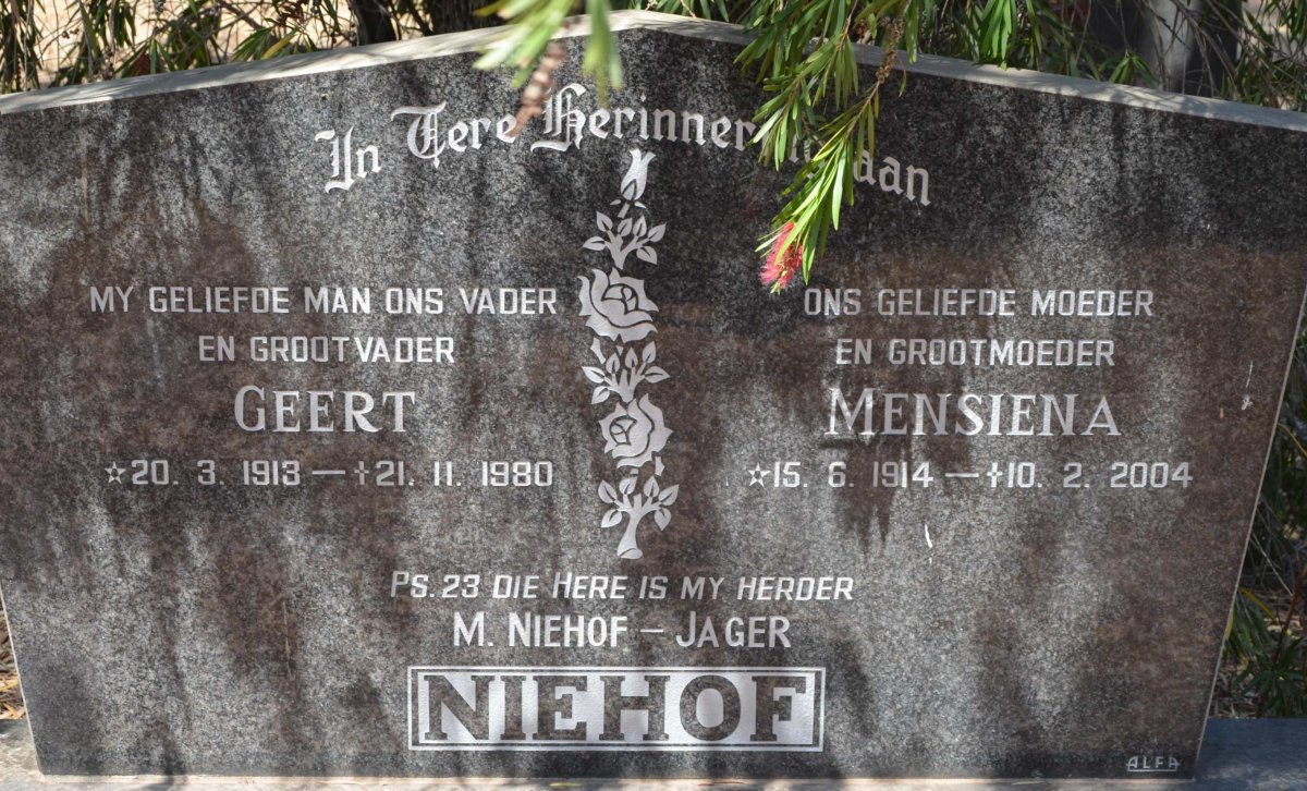 NIEHOF Geert 1913-1980 &amp; Mensiena 1914-2004