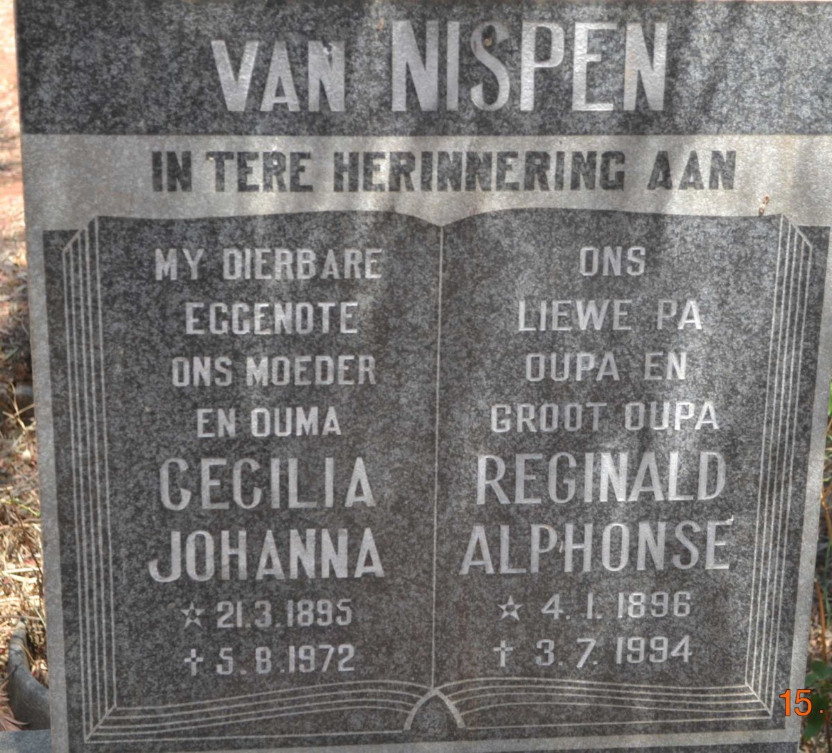 NISPEN Reginald Alphonse, van 1896-1994 &amp; Cecilia Johanna 1895-1972