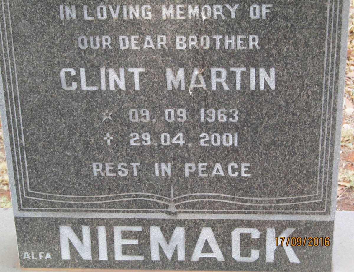 NIEMACK Clint Martin 1963-2001