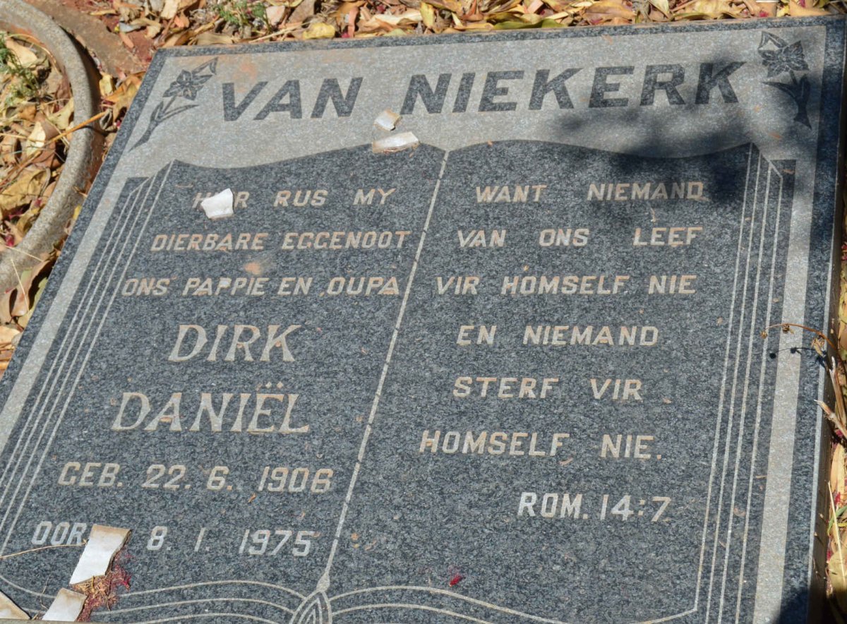 NIEKERK Dirk Daniël, van 1906-1975