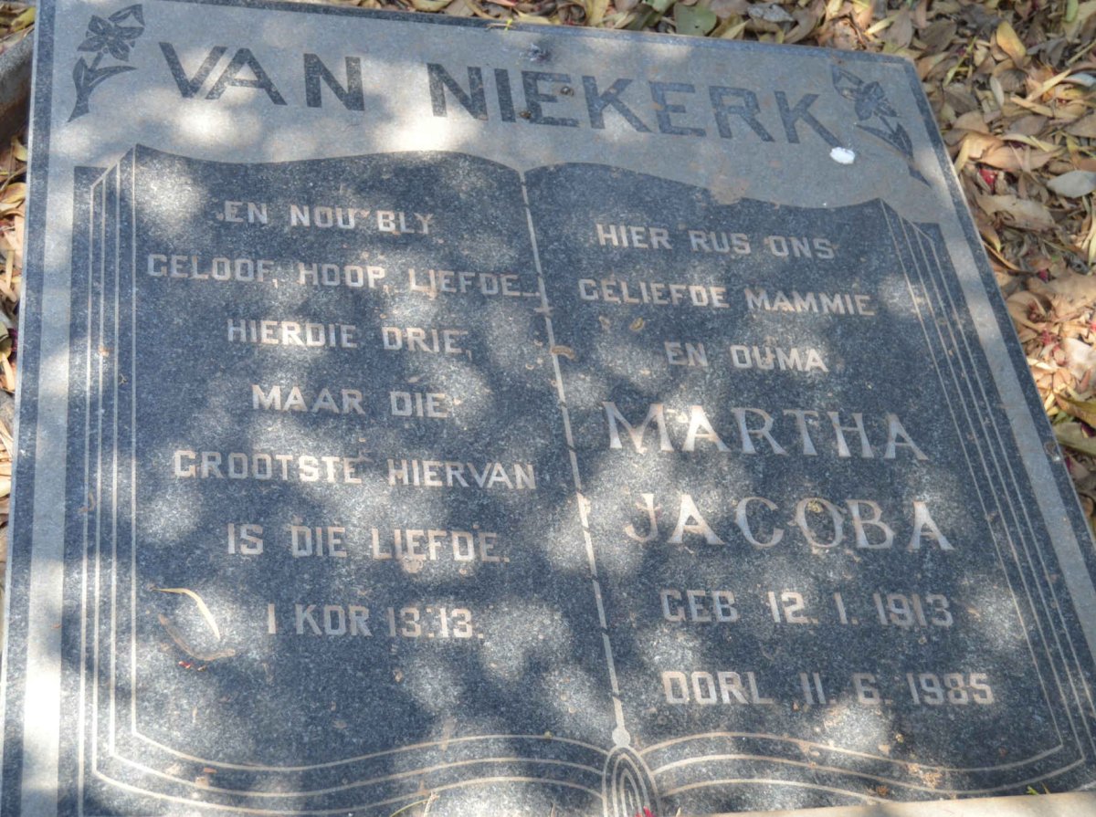 NIEKERK Martha Jacoba, van 1913-1985