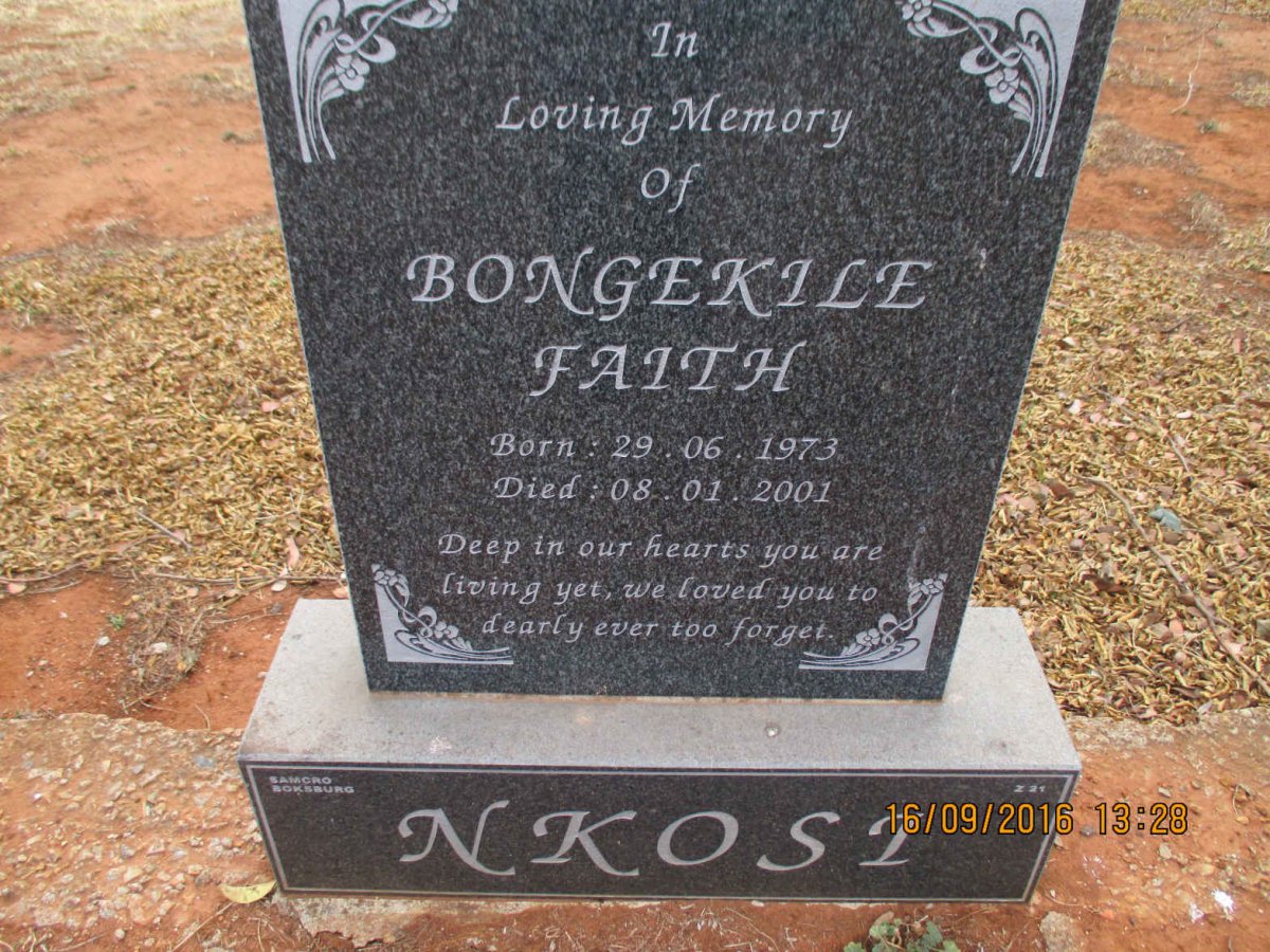 NKOSI Bongekile Faith 1973-2001