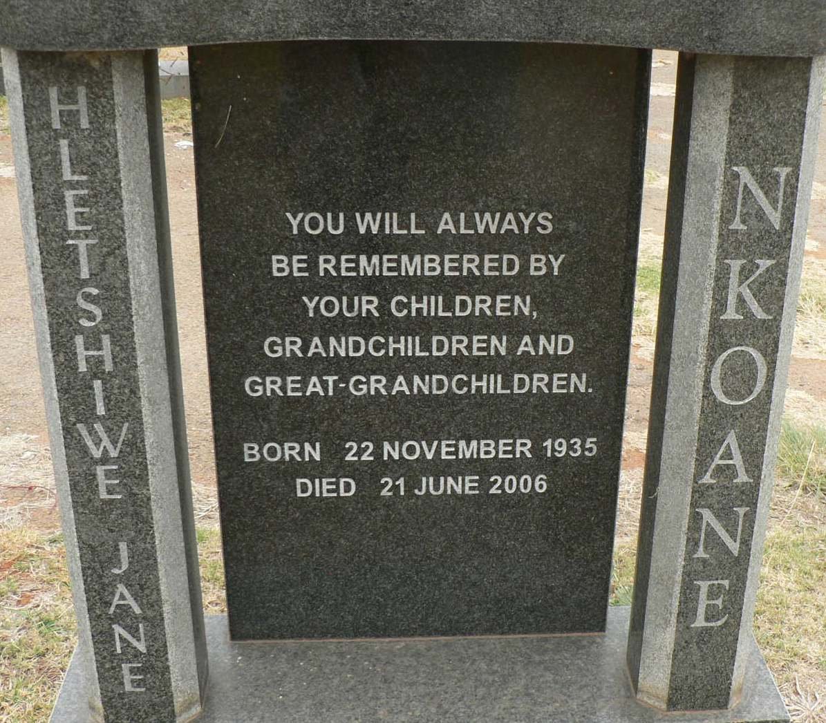NKOANE Hletshiwe Jan 1935-2006