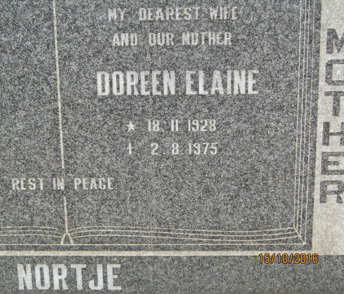 NORTJÉ Doreen Elaine 1928-1975