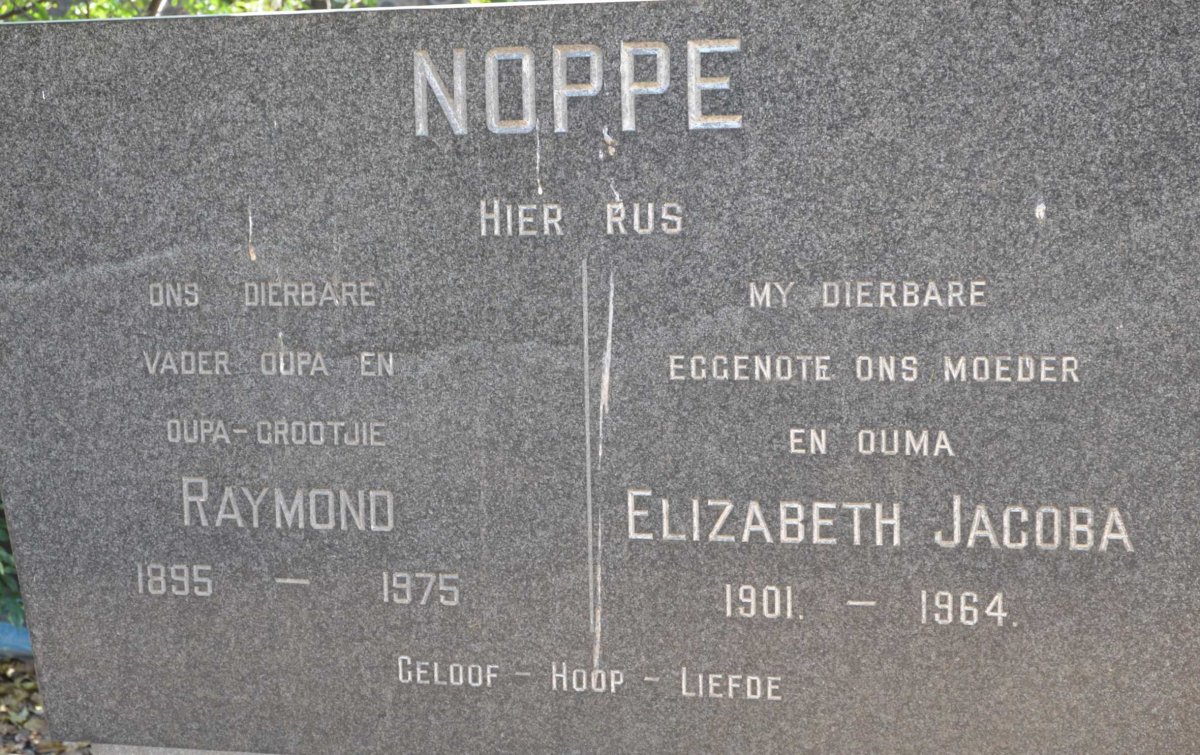 NOPPE Raymond 1895-1975 &amp; Elizabeth Jacoba 1901-1964