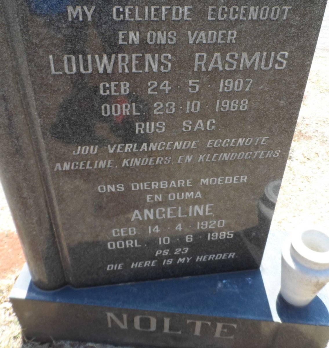 NOLTE Louwrens Rasmus 1907-1968 &amp; Anneline 1920-1985