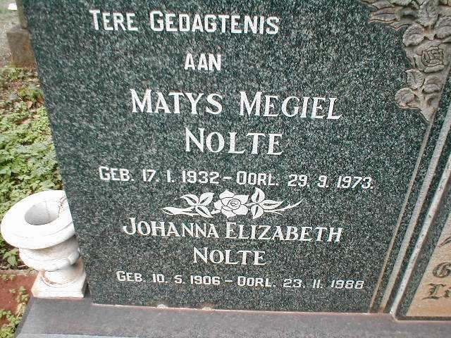 NOLTE Johanna Elizabeth 1906-1988 :: NOLTE Matys Megiel 1932-1973[color=#FFFFFF]