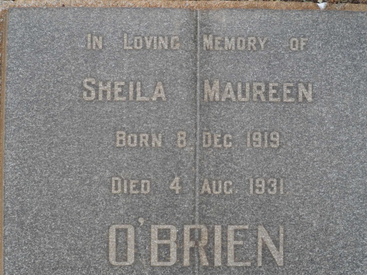 O'BRIEN Sheila Maureen 1919-1931