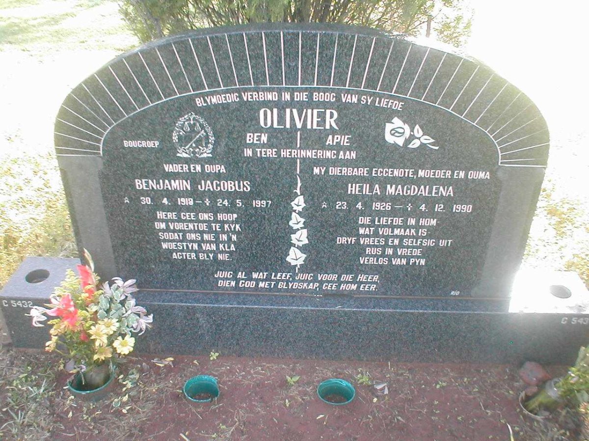 OLIVIER Benjamin Jacobus 1919-1997 &amp; Heila Magdalena 1926-1990