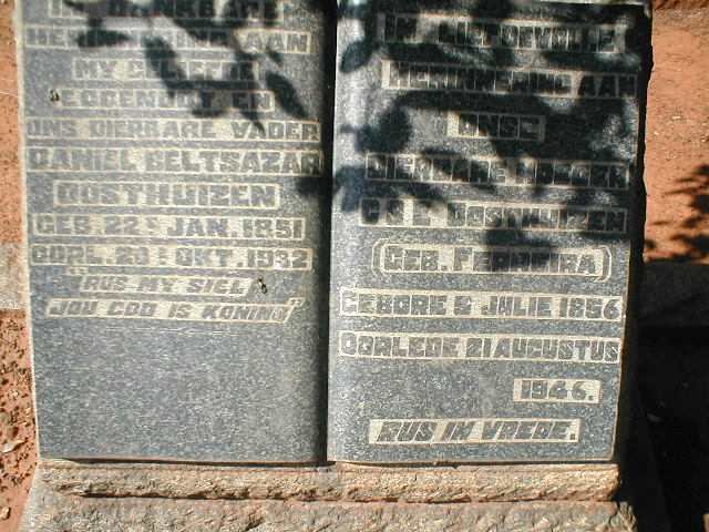 OOSTHUIZEN Daniel Beltsazar 1851-1932 &amp; C.S.E. FERREIRA 1856-1946