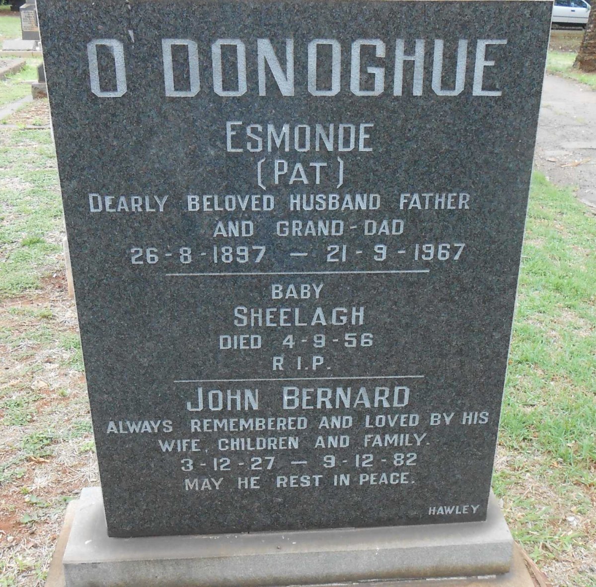 O'DONOGHUE Esmonde 1897-1967 :: O'DONOGHUE  Sheelagh -1956 :: O'DONOGHUE John Bernard 1927-1982