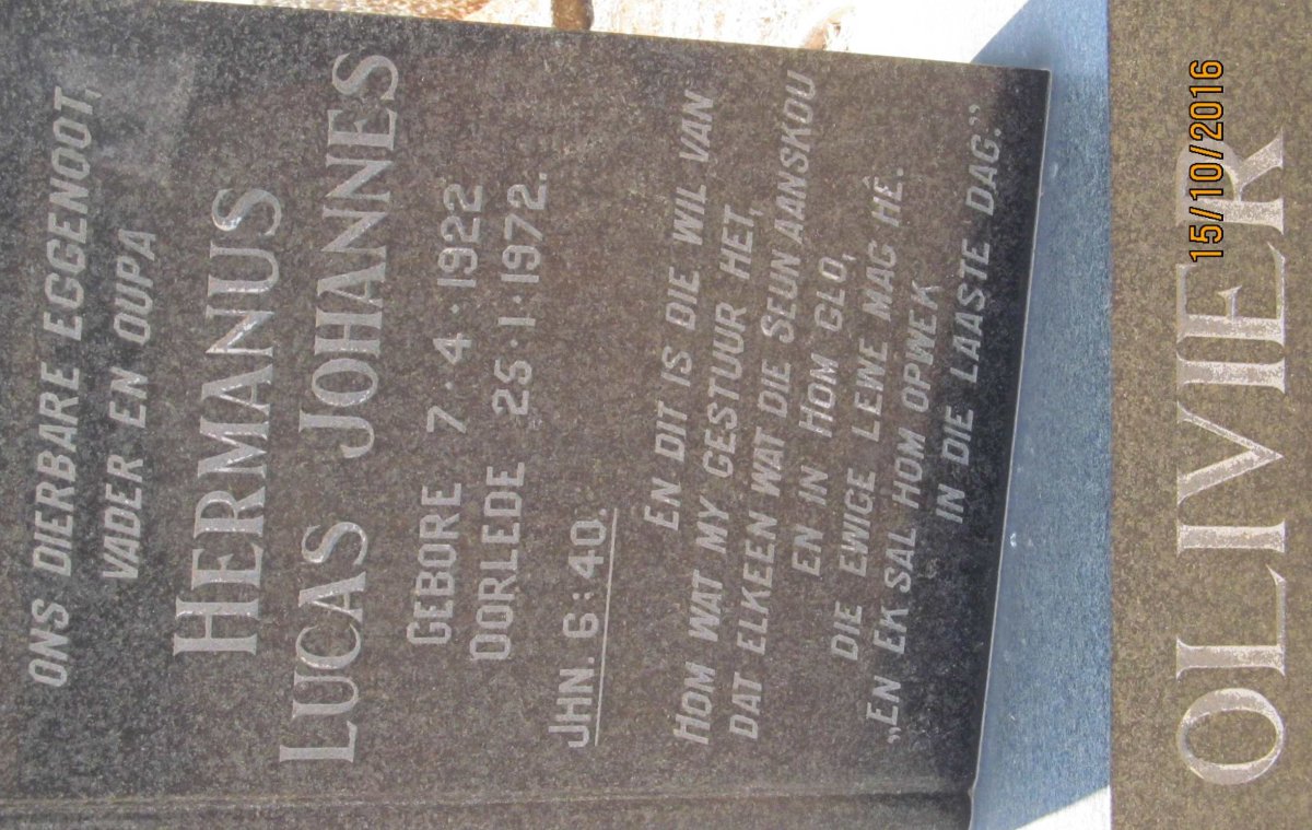 OLIVIER Hermanus Lucas Johannes 1922-1972
