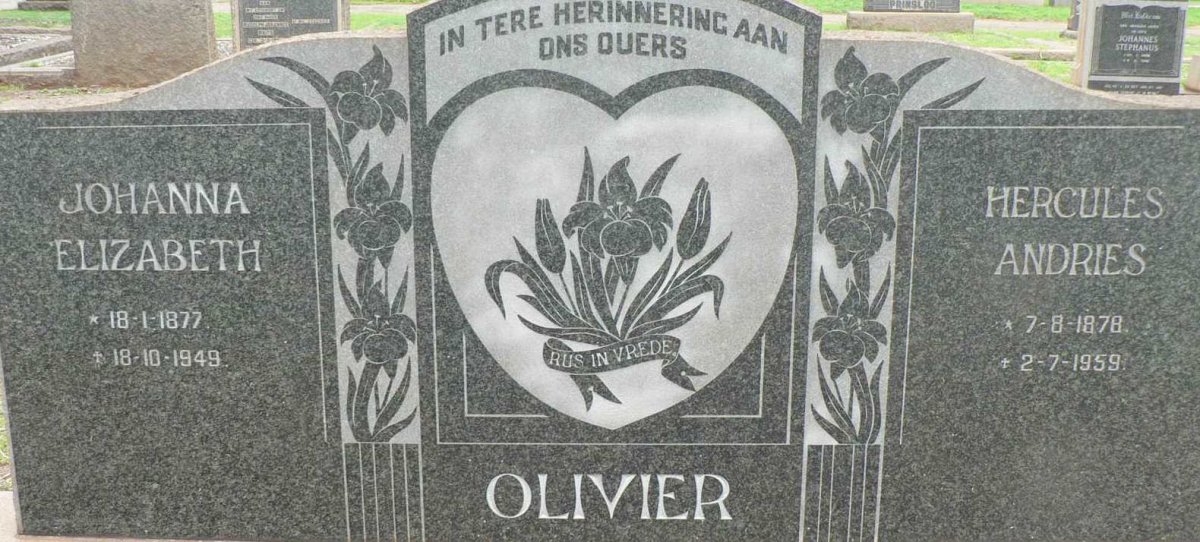 OLIVIER Hercules Andries 1878-1959 &amp; Johanna Elizabeth 1877-1949