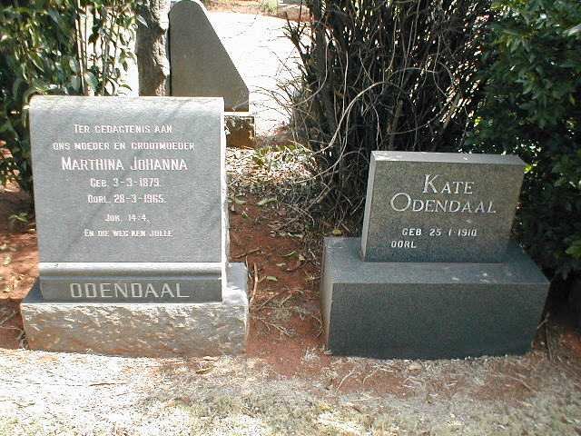 ODENDAAL Marthina Johanna 1879-1965 :: ODENDAAL Kate 1910-
