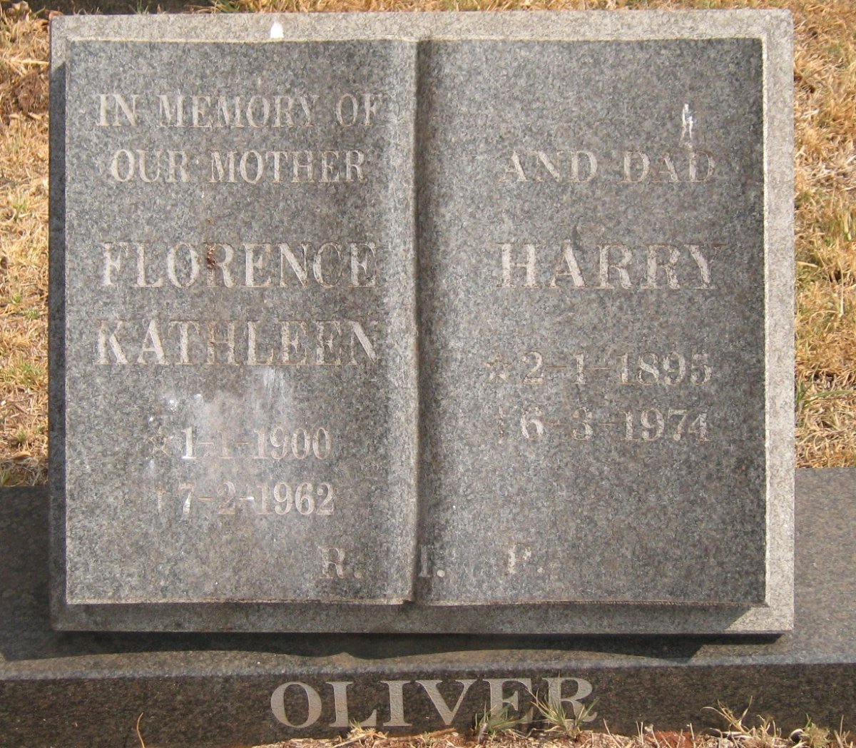 OLIVER Harry 1895-1974 &amp; Florence Kathleen 1900-1962