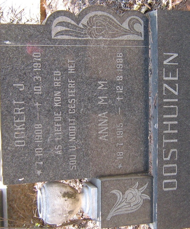 OOSTHUIZEN Ockert J 1908-1970 Anna M. M. 1915-1986