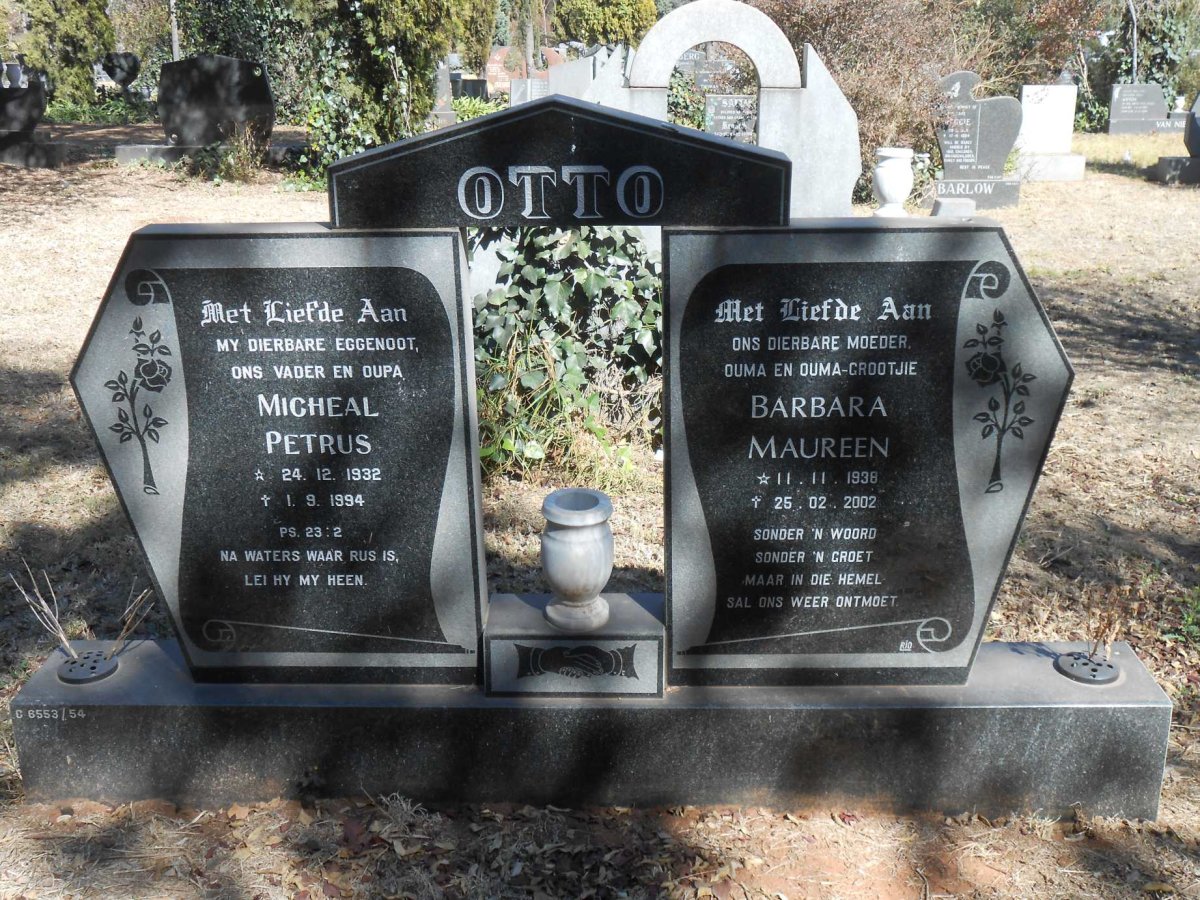 OTTO Micheal Petrus 1932-1994 &amp; Barbara Maureen 1938-2002