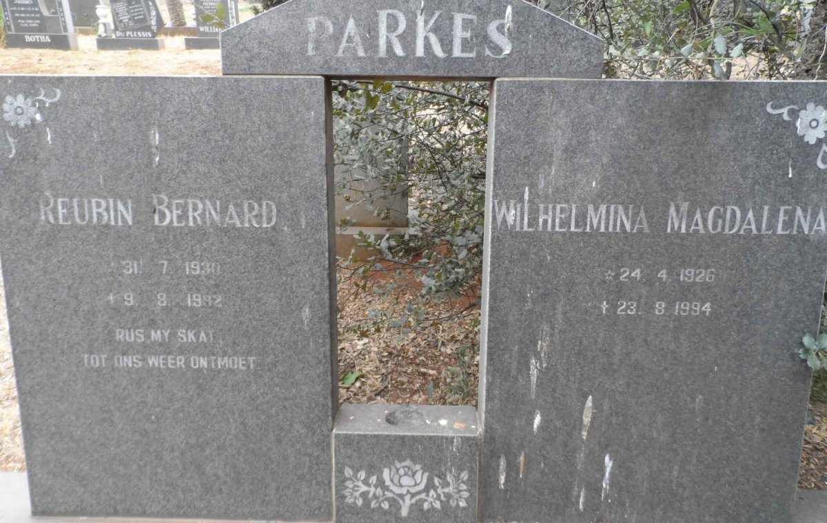 PARKES Reubin Bernard 1930-1992 &amp; Wilhelmina Magdalena 1926-1994