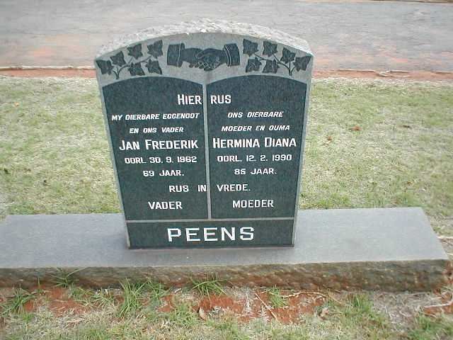 PEENS Jan Frederik -1962 &amp; Hermina Diana -1990