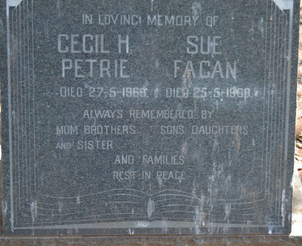 PETRIE Cecil H. -1968 :: FAGAN Sue -1968
