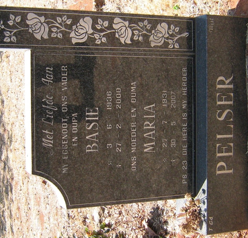 PELSER Basie 1936-2000 &amp; Maria 1931-2007