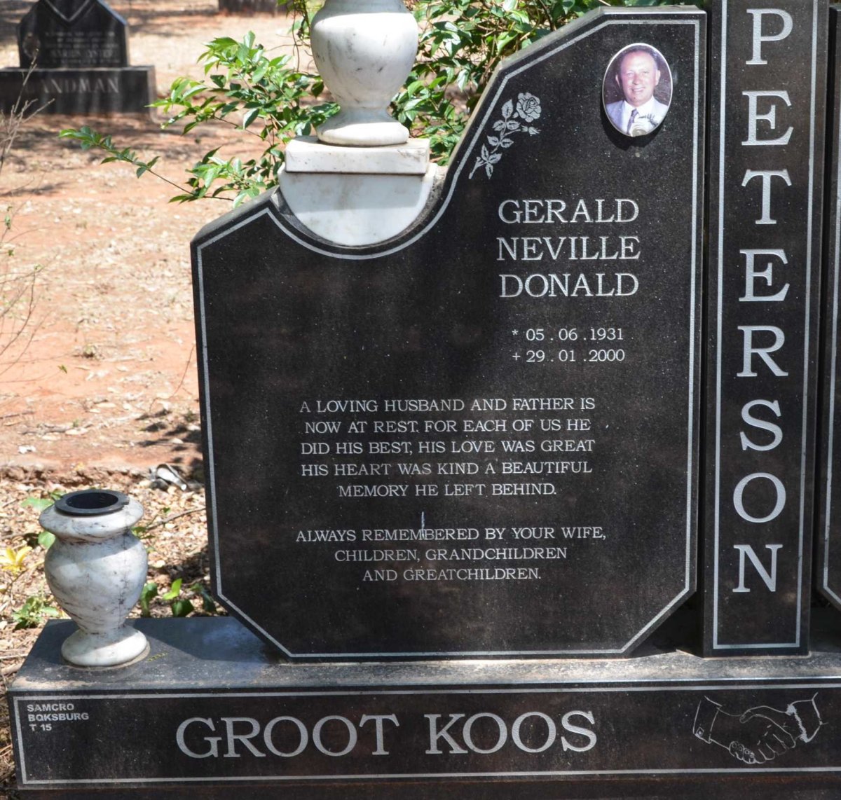 PETERSON Gerald Neville Donald 1931-2000