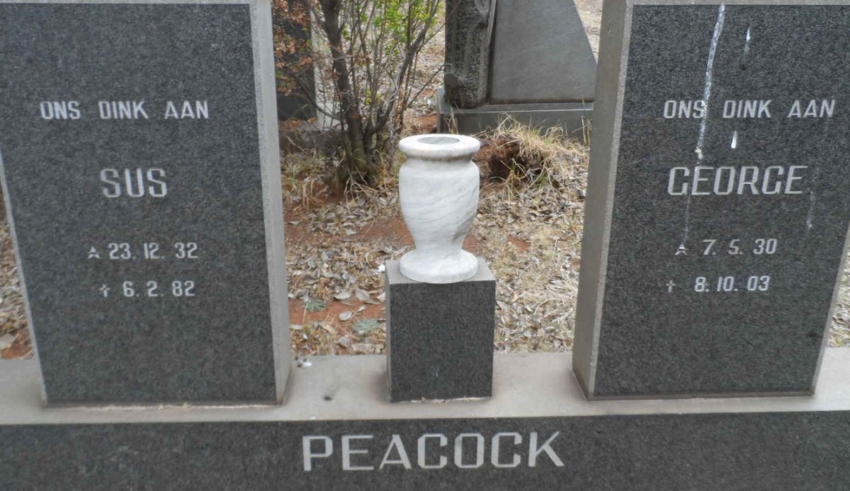 PEACOCK George 1930-2003 &amp; Sus 1932-1982