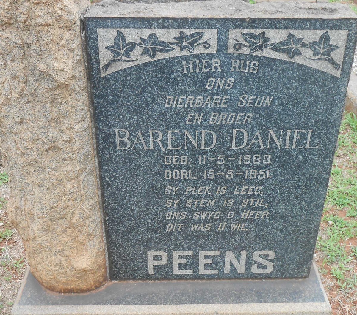PEENS Barend Daniel 1933-1951
