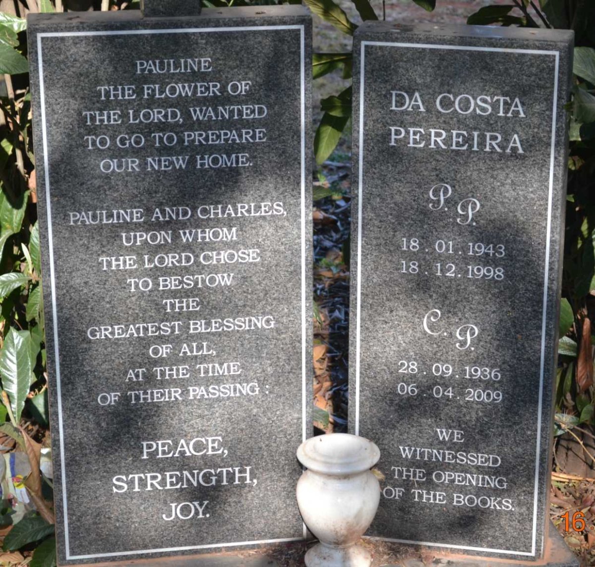PEREIRA C.P., da Costa 1936-2009 &amp; P.P. 1943-1998