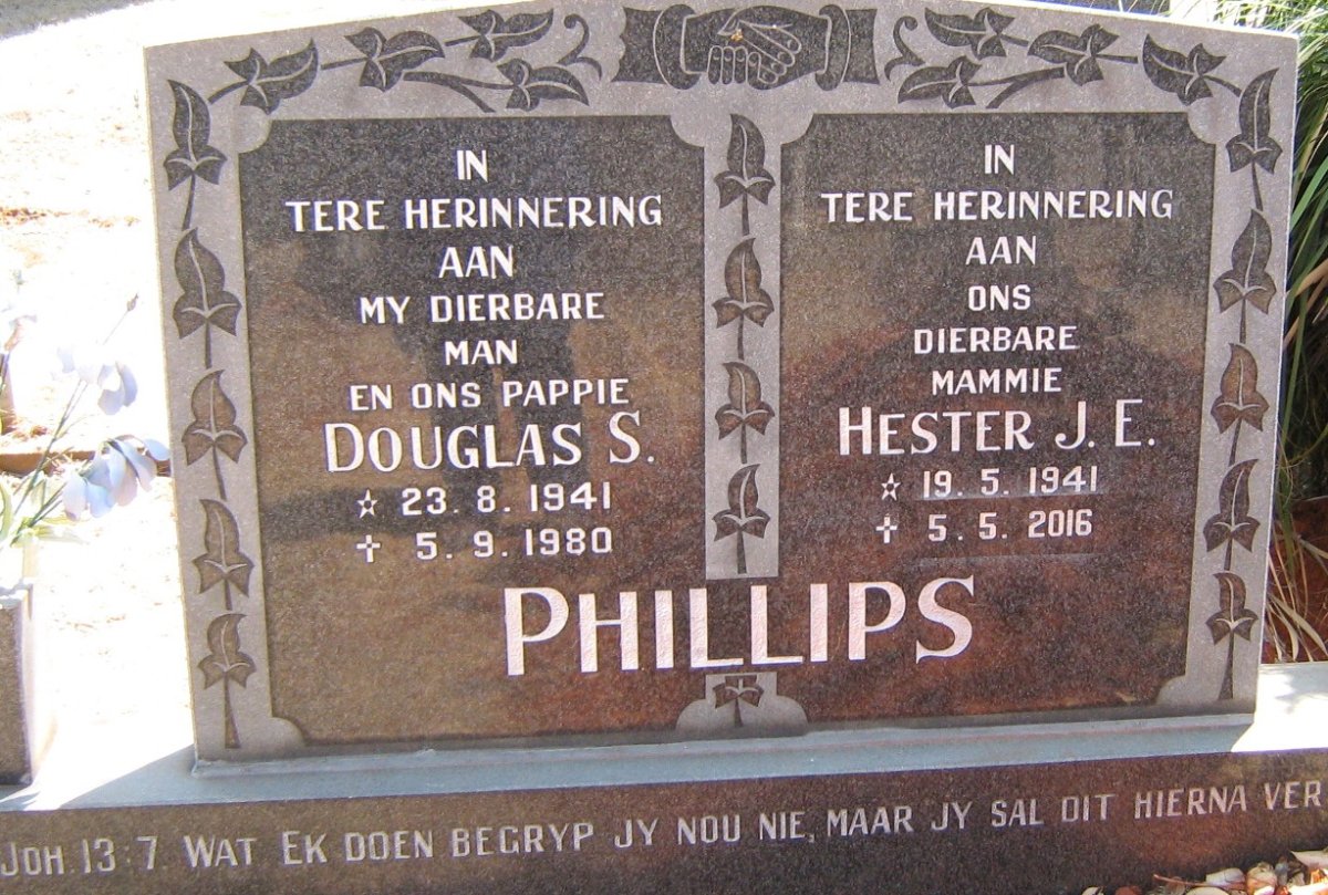 PHILLIPS Douglas S. 1941-1980 &amp; Hester J. E. 1941-2016