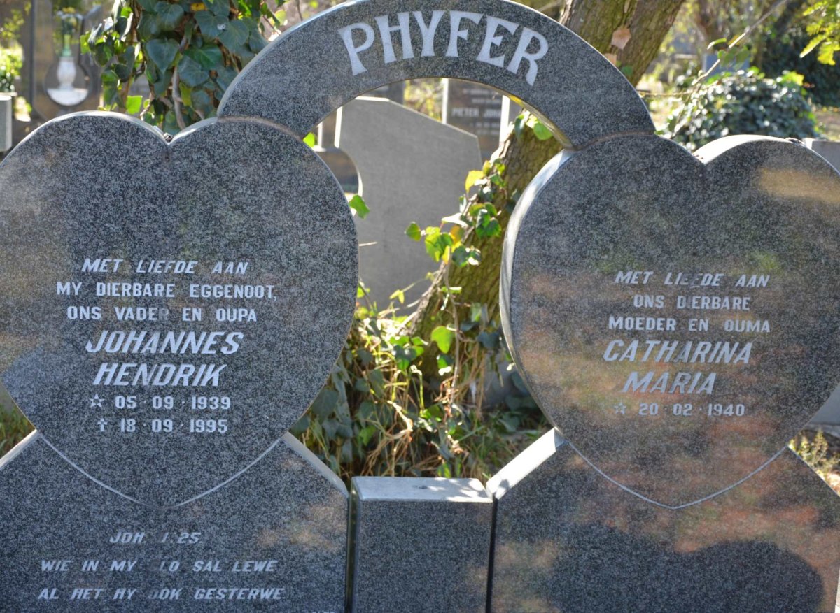 PHYFER Johannes Hendrik 1939-1995 &amp; Catharina Maria 1940-