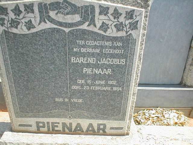PIENAAR Barend Jacobus 1902-1954