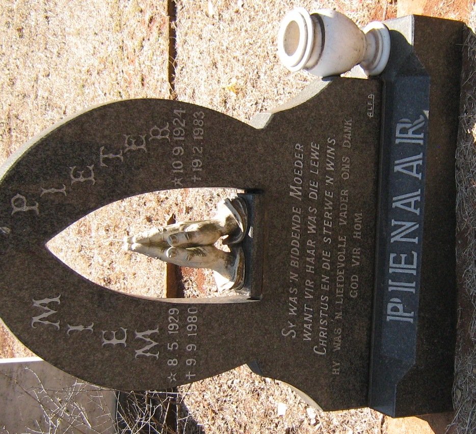 PIENAAR Pieter 1924-1983 &amp; Miem 1929-1980
