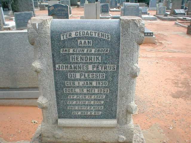 PLESSIS Hendrik Johannes Petrus, du 1930-1953
