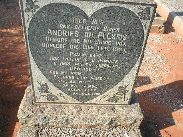 PLESSIS Andries, du 1917-1937